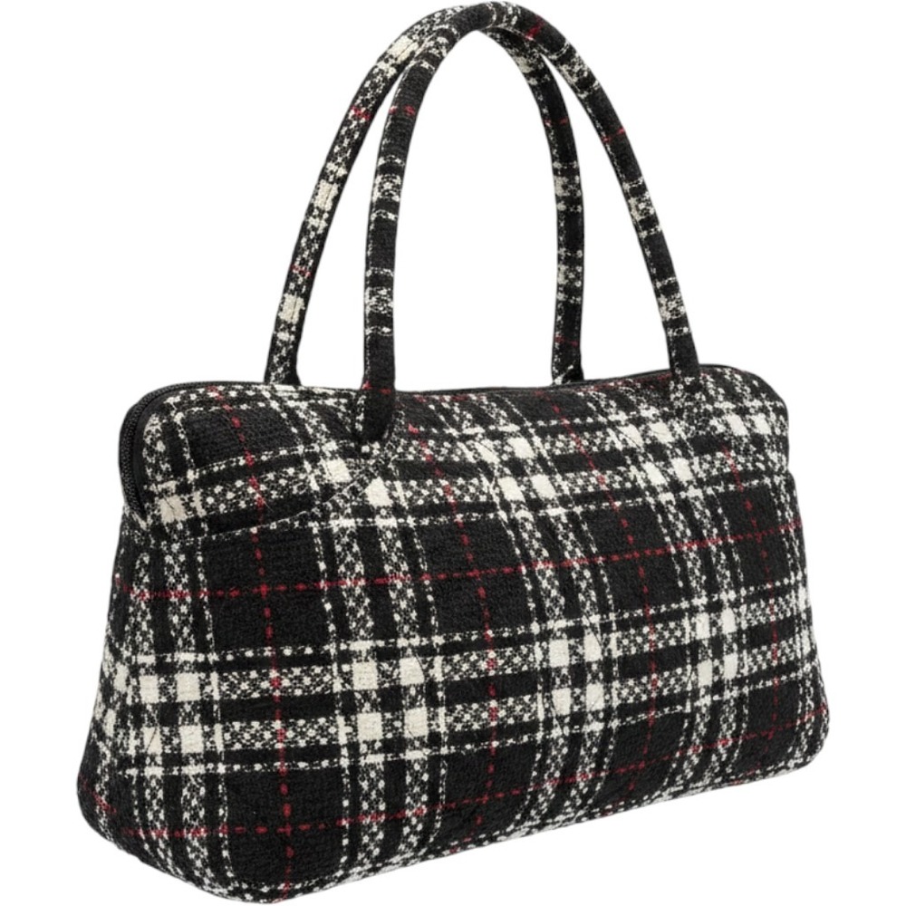 Vera Bradley Shoulder Bag Womens Small Black White Red Plaid Tweed Excellent